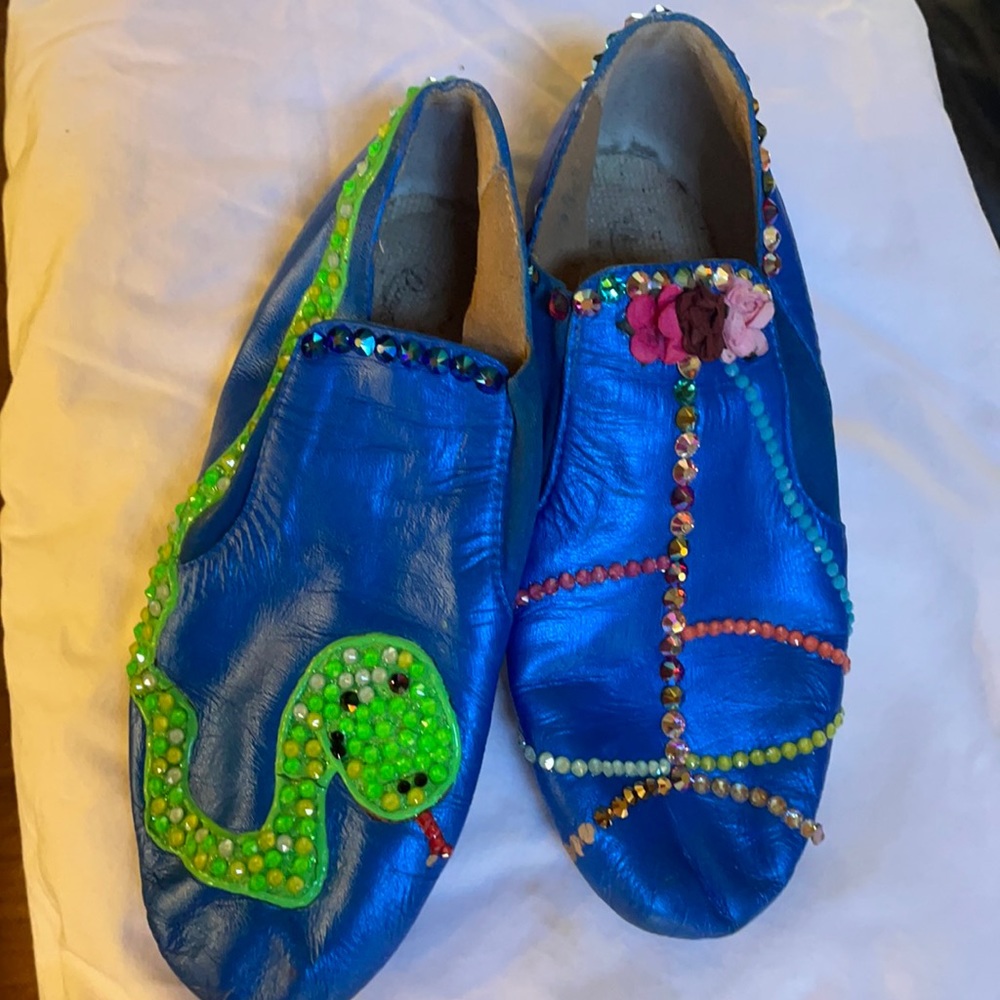 Custom jazz shoes, stoned for a Britney Spears inspired dance. Size 6
